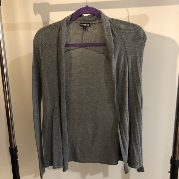 Express Charcoal Knit Open Front Cardigan - Picture 1 of 3